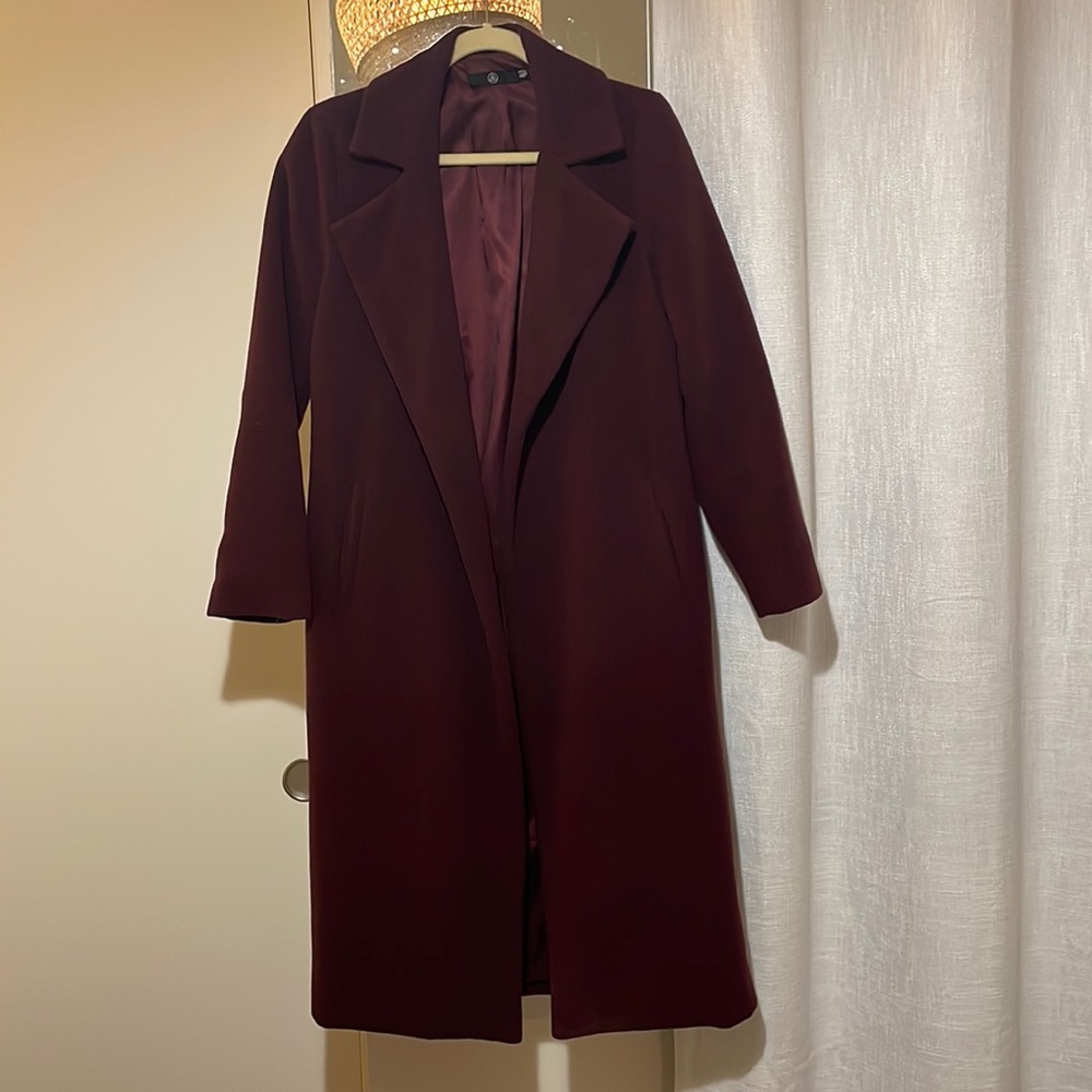 Misguided trench coat size 6 Burgandy